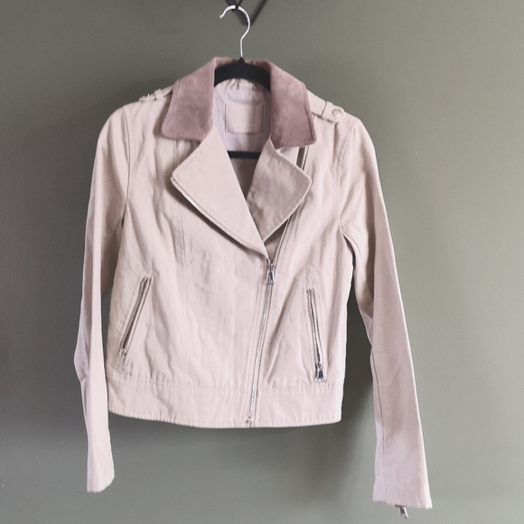 Soia & Kyo Jackets & Blazers - SOIA & KYO Kiera Moto Leather & Cotton Zip Up Jacket Sz Small
